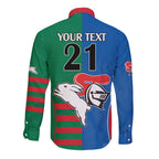 Custom Knights and Rabbitohs Rugby Long Sleeve Button Shirt Sporty Style