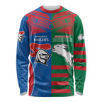 Custom Knights and Rabbitohs Rugby Long Sleeve Shirt Sporty Style