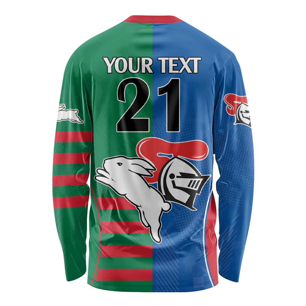 Custom Knights and Rabbitohs Rugby Long Sleeve Shirt Sporty Style