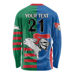 Custom Knights and Rabbitohs Rugby Long Sleeve Shirt Sporty Style