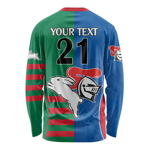 Custom Knights and Rabbitohs Rugby Long Sleeve Shirt Sporty Style