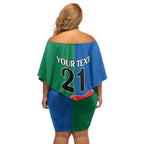 Custom Knights and Rabbitohs Rugby Off Shoulder Short Dress Sporty Style