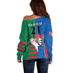 Custom Knights and Rabbitohs Rugby Off Shoulder Sweater Sporty Style