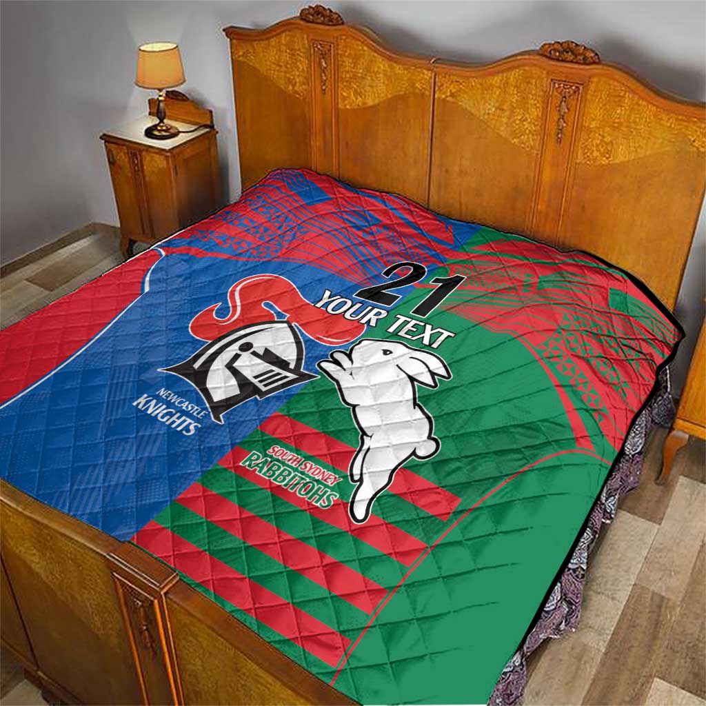 Custom Knights and Rabbitohs Rugby Quilt Sporty Style