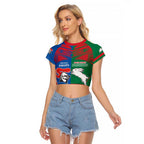 Custom Knights and Rabbitohs Rugby Raglan Cropped T Shirt Sporty Style
