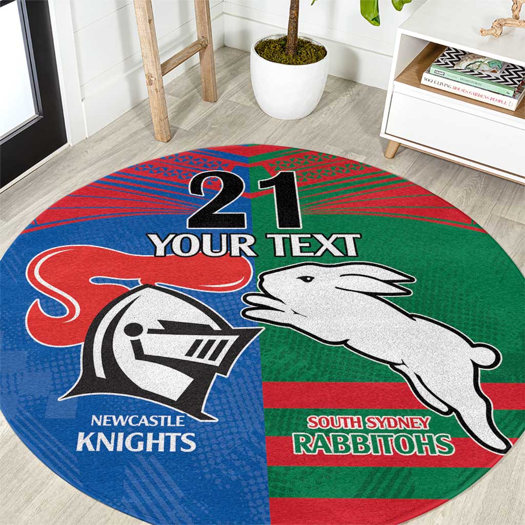 Custom Knights and Rabbitohs Rugby Round Carpet Sporty Style