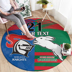 Custom Knights and Rabbitohs Rugby Round Carpet Sporty Style