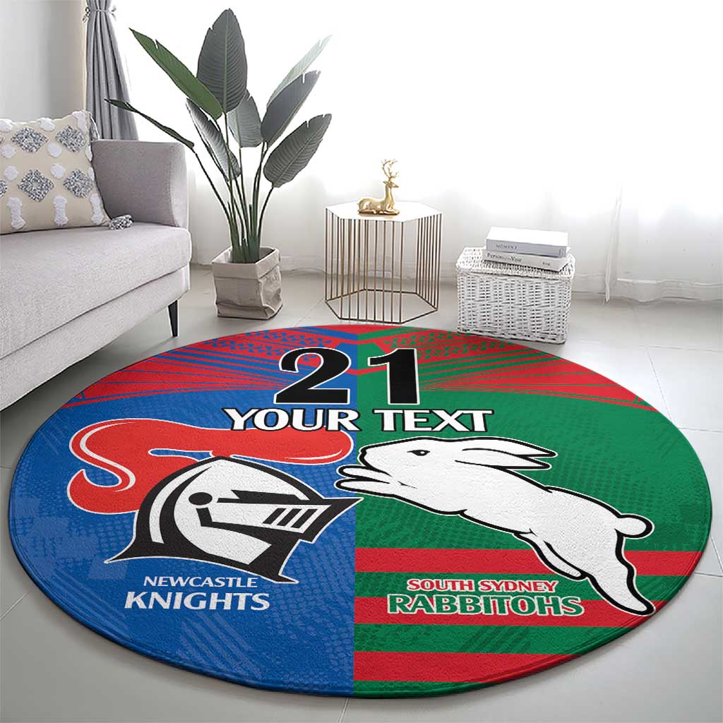 Custom Knights and Rabbitohs Rugby Round Carpet Sporty Style