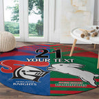Custom Knights and Rabbitohs Rugby Round Carpet Sporty Style