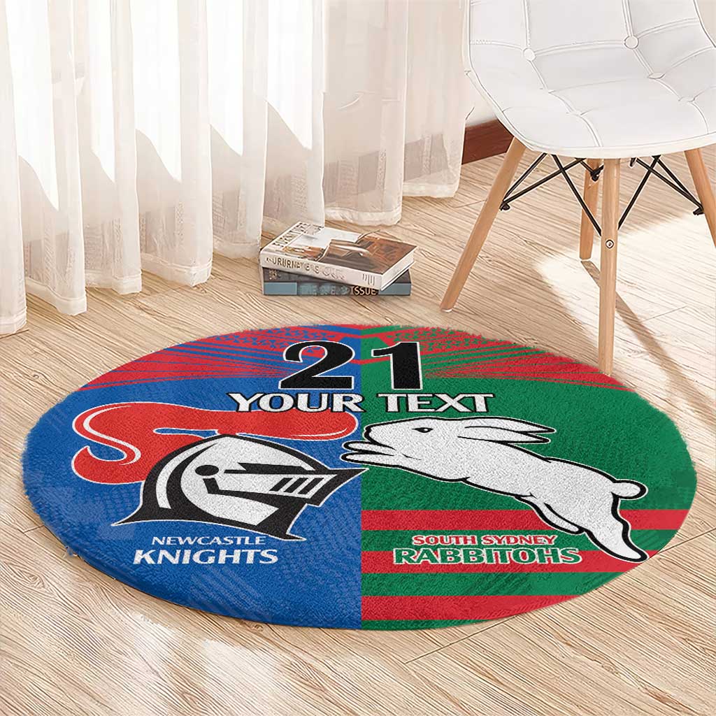 Custom Knights and Rabbitohs Rugby Round Carpet Sporty Style