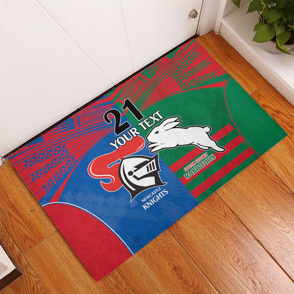 Custom Knights and Rabbitohs Rugby Rubber Doormat Sporty Style