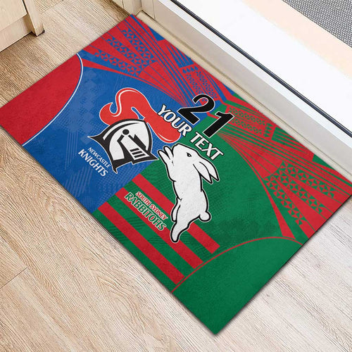 Custom Knights and Rabbitohs Rugby Rubber Doormat Sporty Style