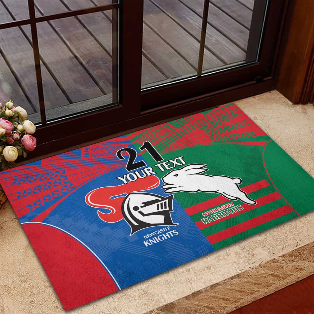 Custom Knights and Rabbitohs Rugby Rubber Doormat Sporty Style