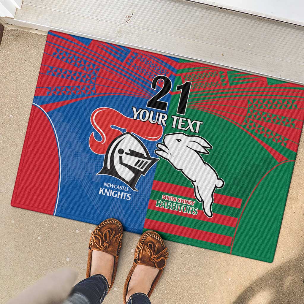 Custom Knights and Rabbitohs Rugby Rubber Doormat Sporty Style