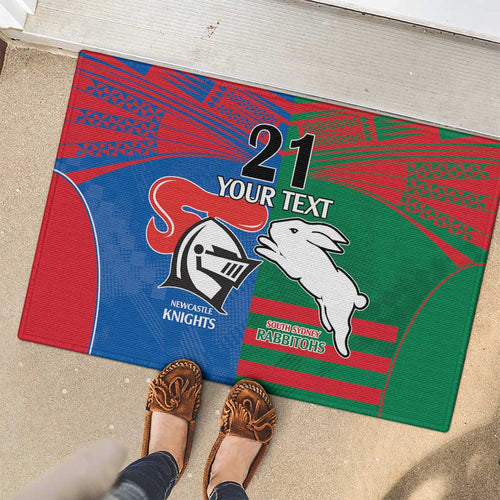 Custom Knights and Rabbitohs Rugby Rubber Doormat Sporty Style