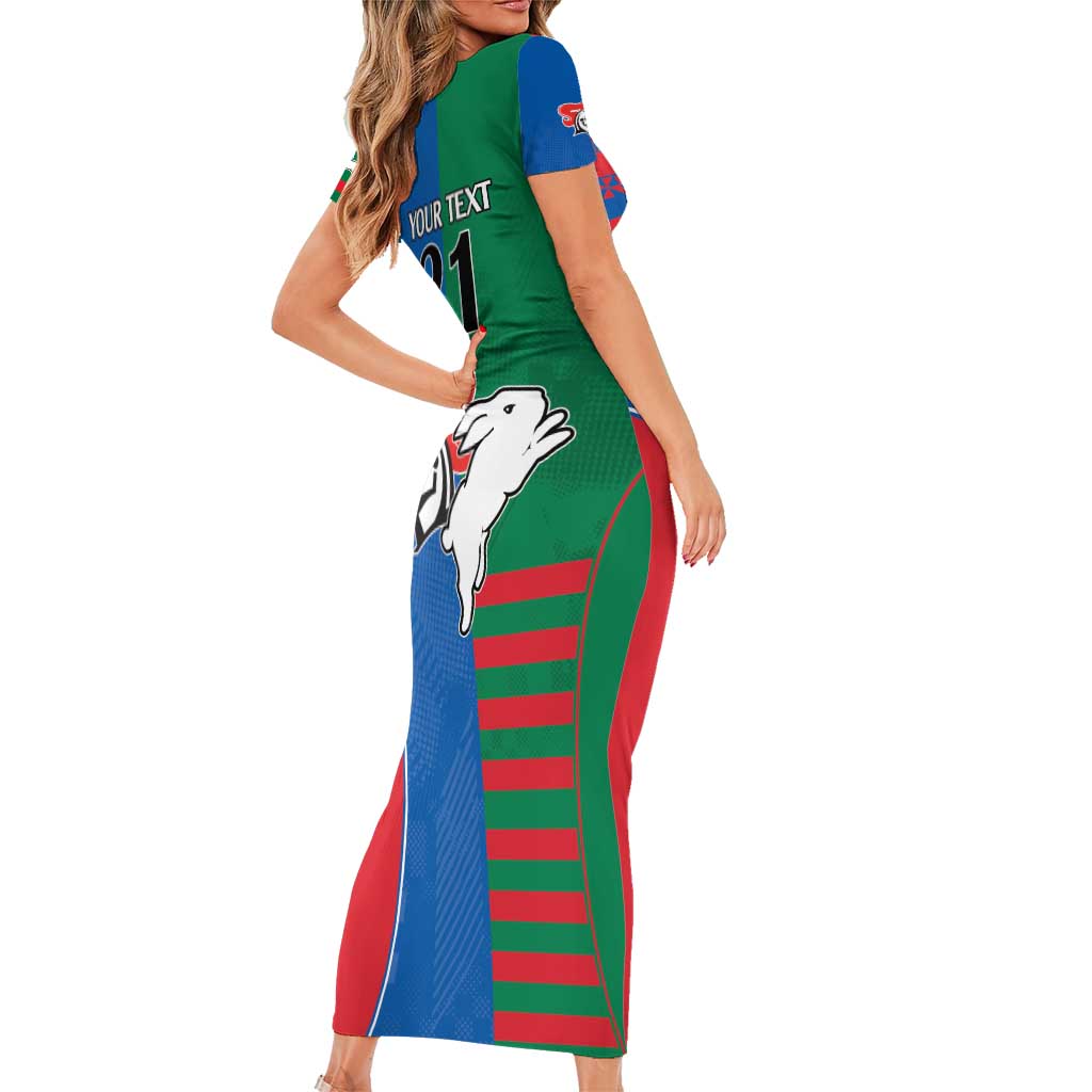 Custom Knights and Rabbitohs Rugby Short Sleeve Bodycon Dress Sporty Style
