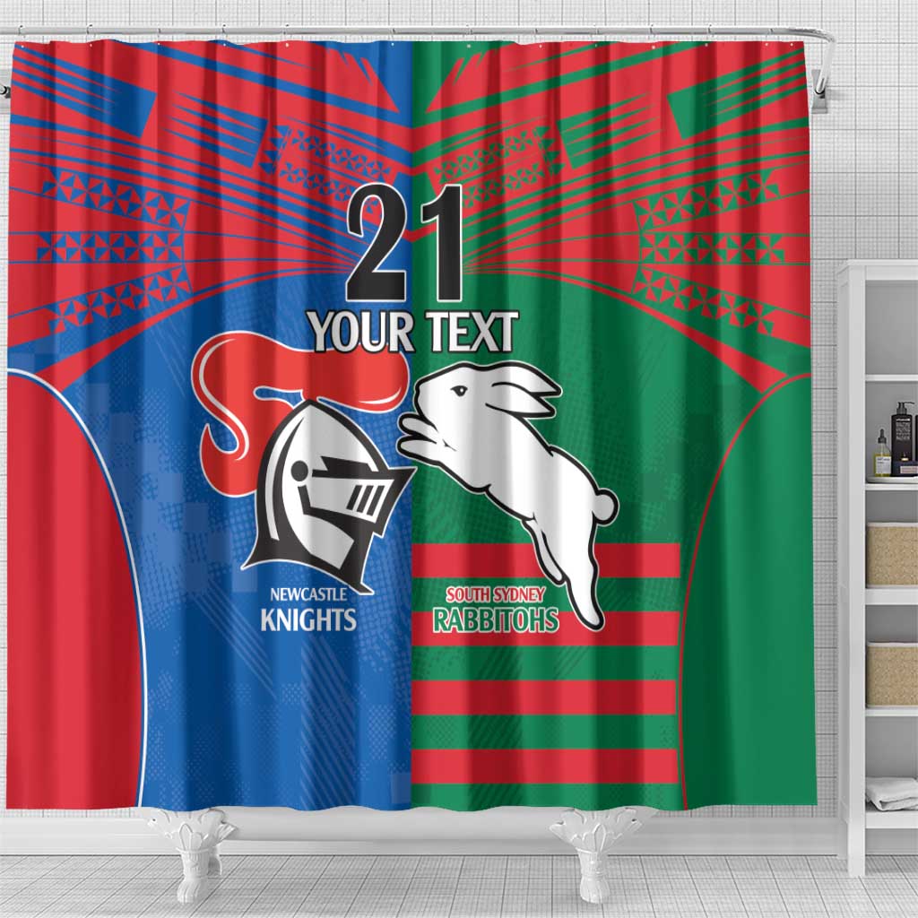 Custom Knights and Rabbitohs Rugby Shower Curtain Sporty Style