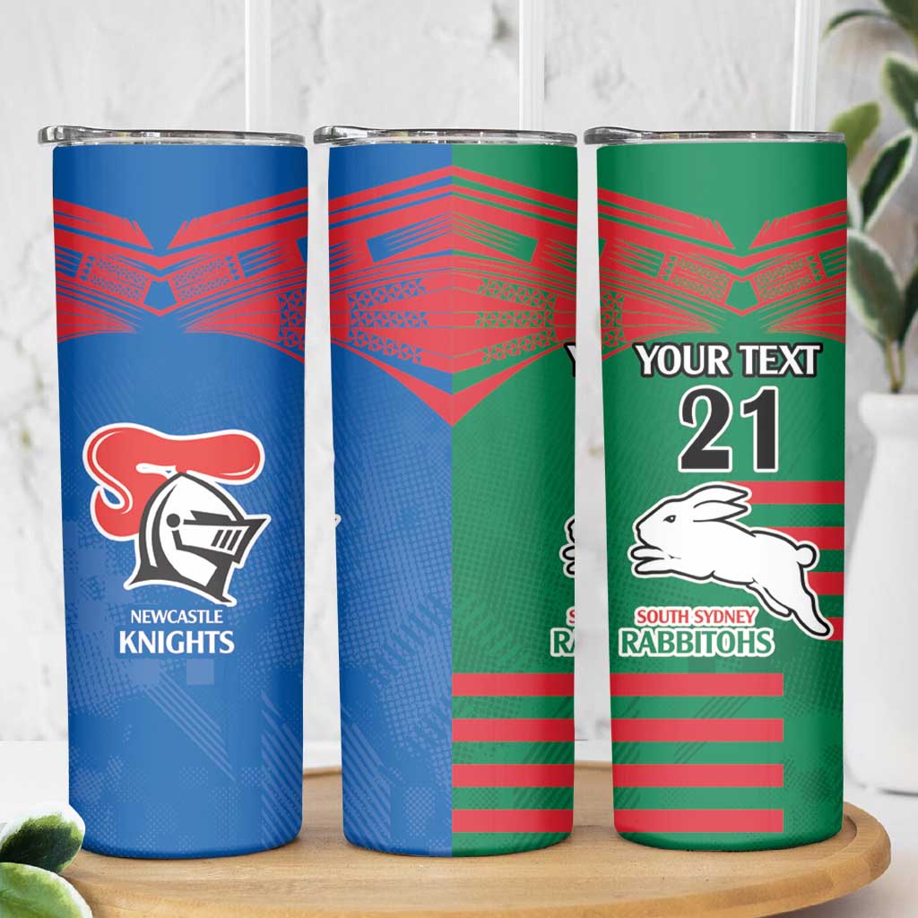 Custom Knights and Rabbitohs Rugby Skinny Tumbler Sporty Style