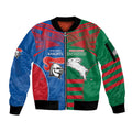 Custom Knights and Rabbitohs Rugby Sleeve Zip Bomber Jacket Sporty Style