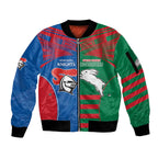 Custom Knights and Rabbitohs Rugby Sleeve Zip Bomber Jacket Sporty Style