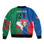 Custom Knights and Rabbitohs Rugby Sleeve Zip Bomber Jacket Sporty Style
