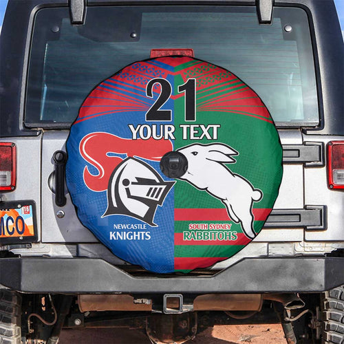 Custom Knights and Rabbitohs Rugby Spare Tire Cover Sporty Style