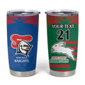 Custom Knights and Rabbitohs Rugby Tumbler Cup Sporty Style