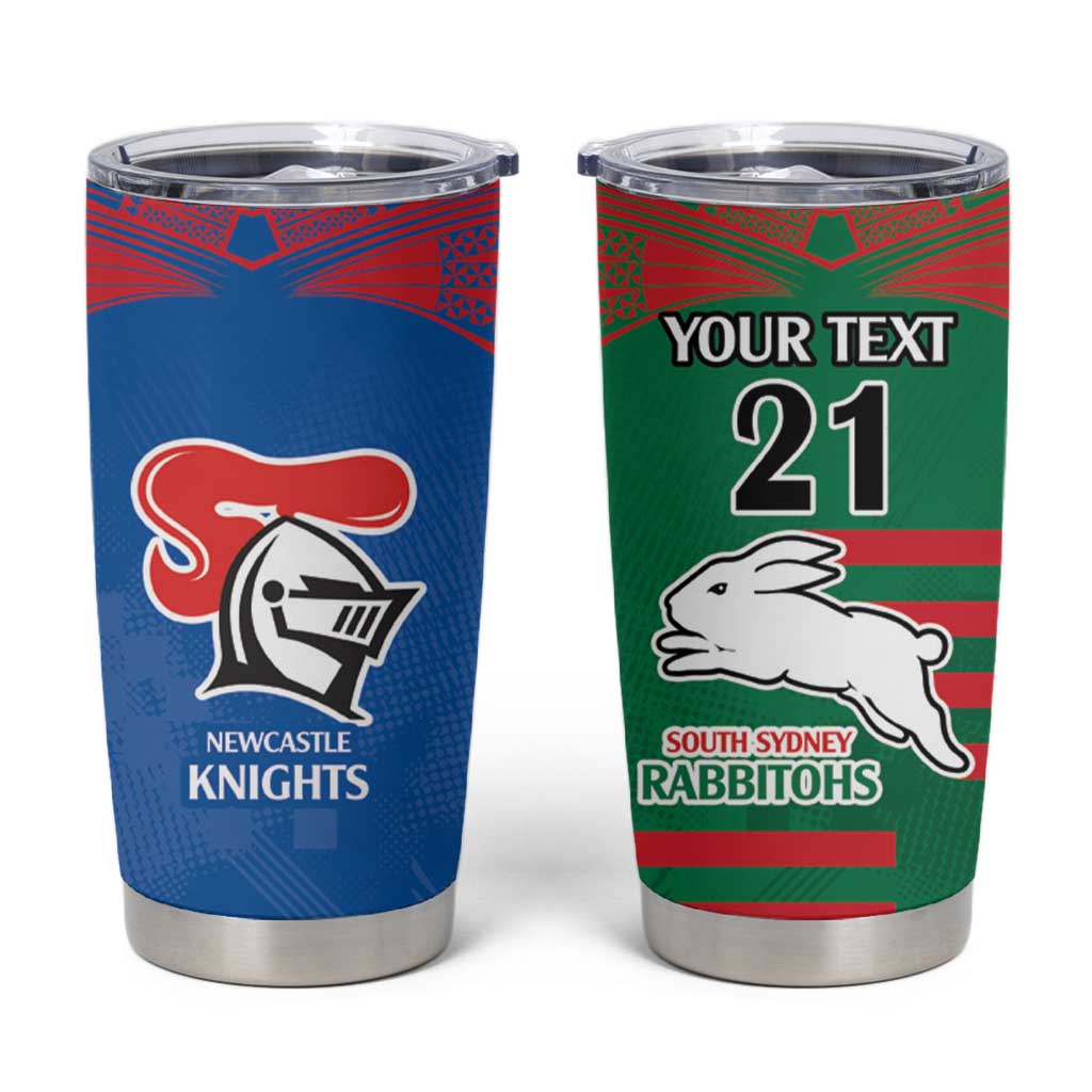 Custom Knights and Rabbitohs Rugby Tumbler Cup Sporty Style
