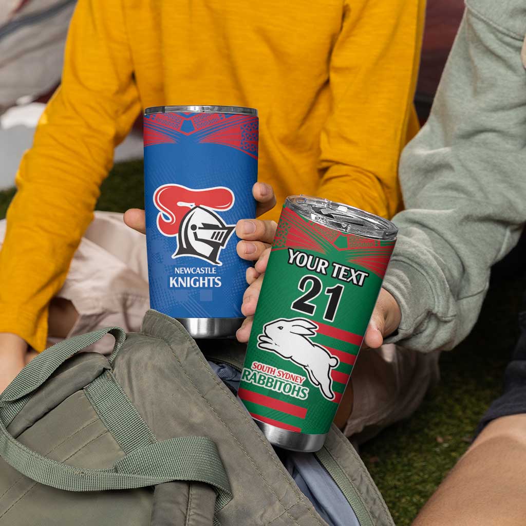 Custom Knights and Rabbitohs Rugby Tumbler Cup Sporty Style