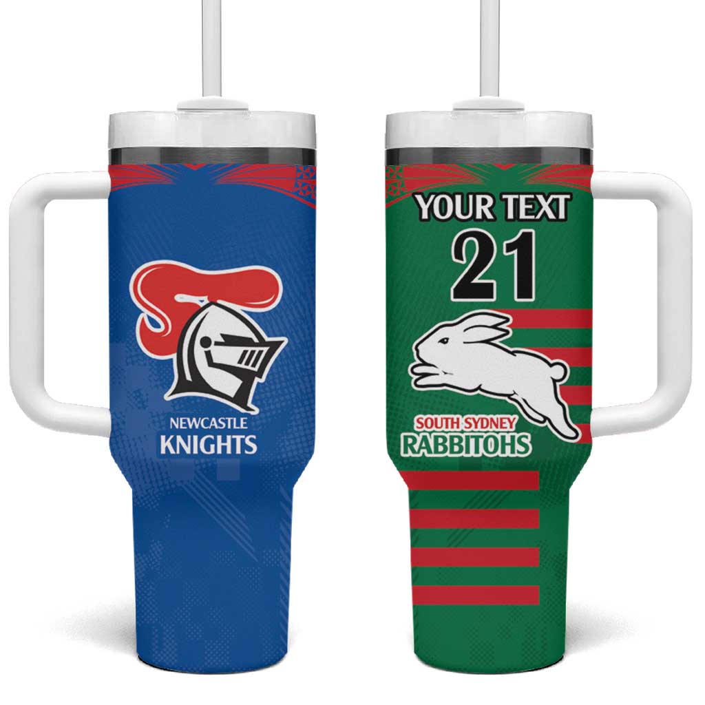 Custom Knights and Rabbitohs Rugby Tumbler With Handle Sporty Style