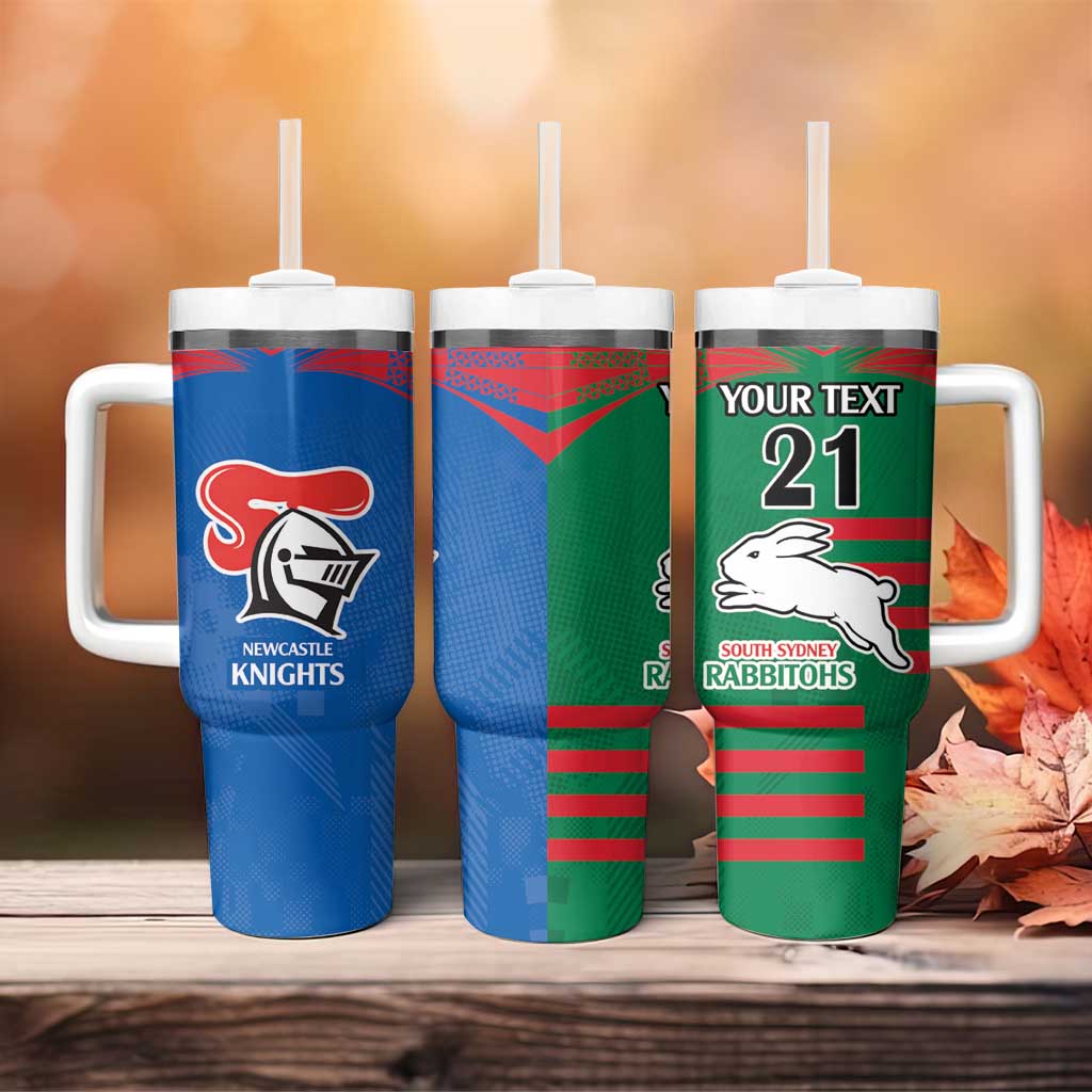 Custom Knights and Rabbitohs Rugby Tumbler With Handle Sporty Style