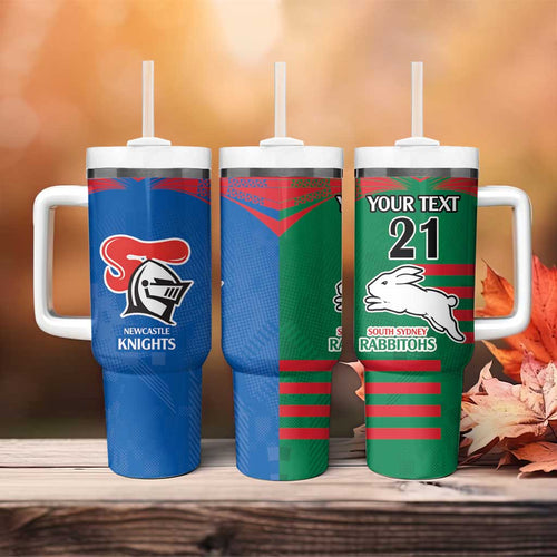 Custom Knights and Rabbitohs Rugby Tumbler With Handle Sporty Style