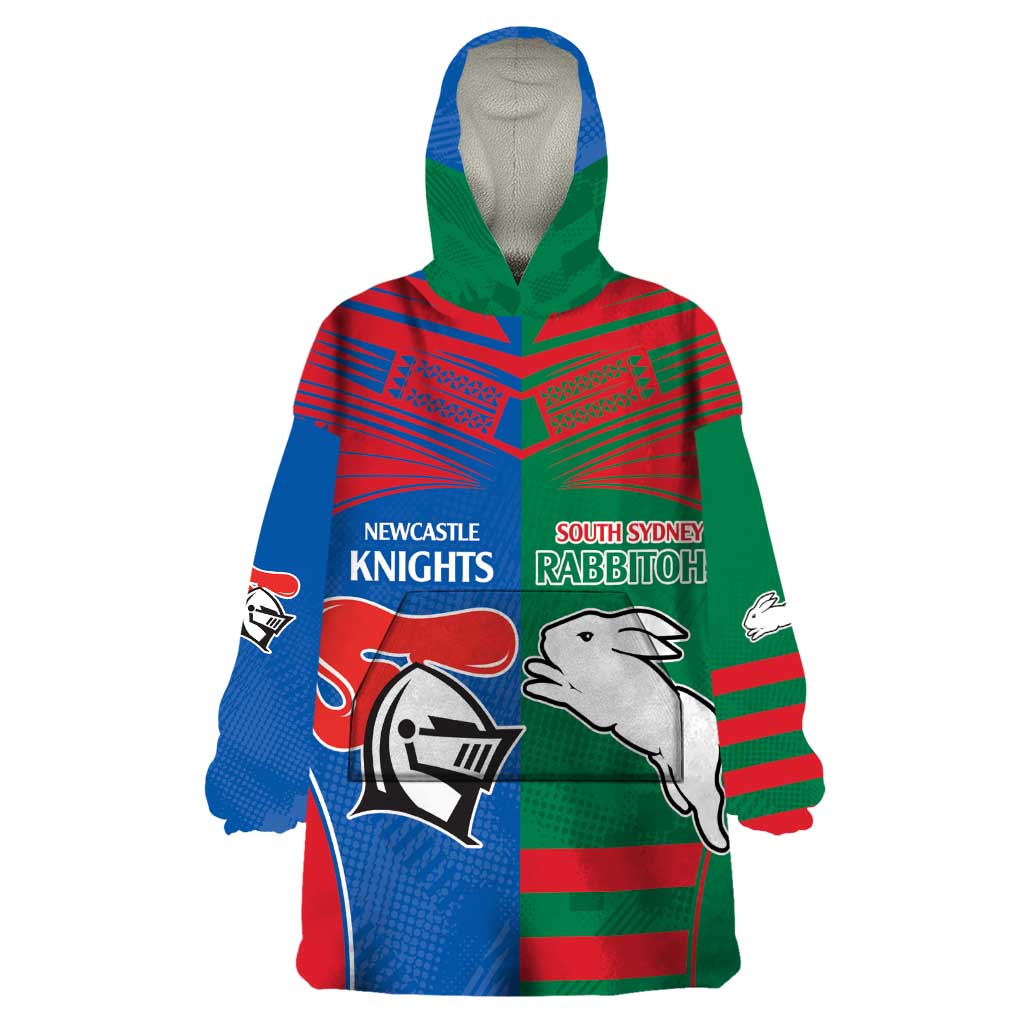 Custom Knights and Rabbitohs Rugby Wearable Blanket Hoodie Sporty Style