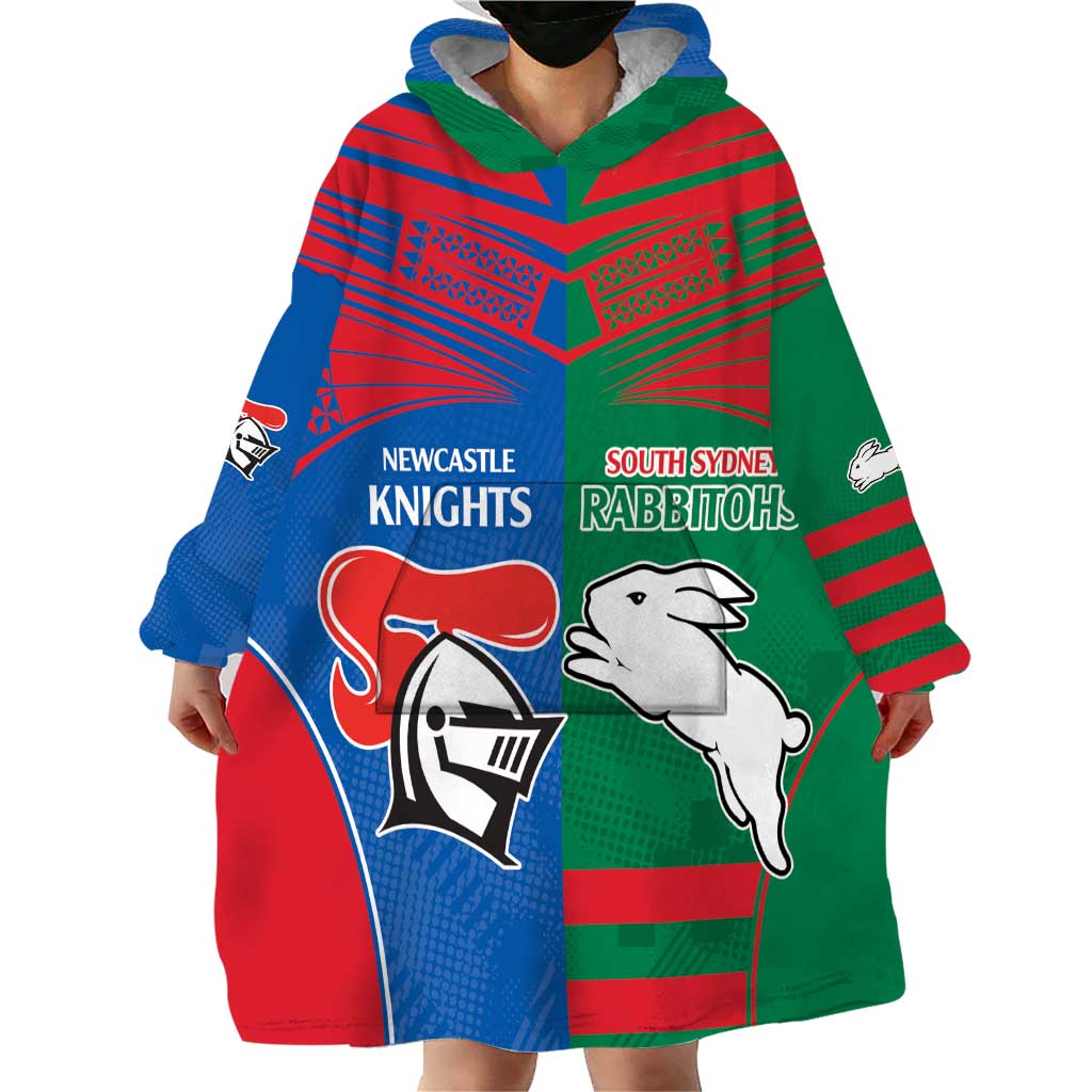 Custom Knights and Rabbitohs Rugby Wearable Blanket Hoodie Sporty Style