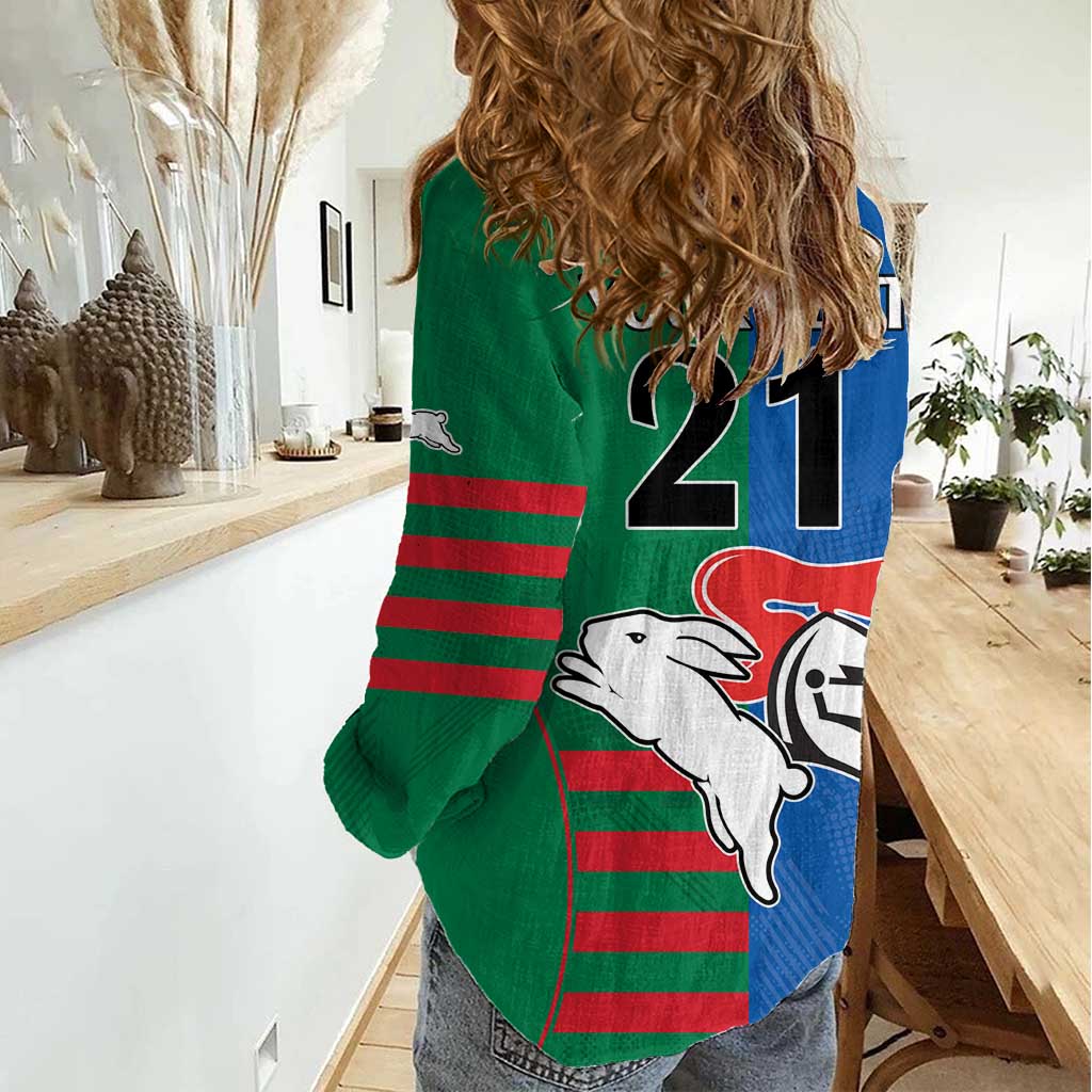 Custom Knights and Rabbitohs Rugby Women Casual Shirt Sporty Style