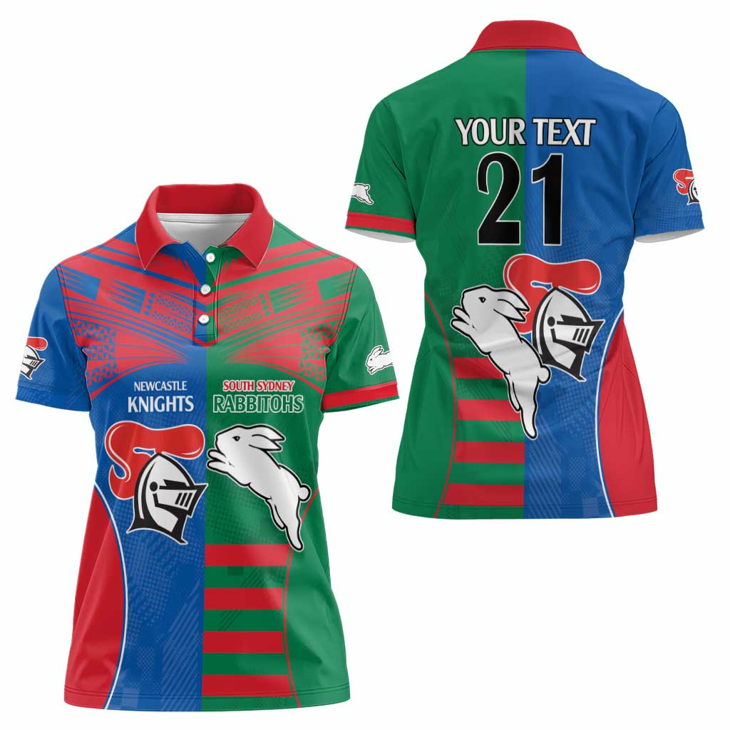 Custom Knights and Rabbitohs Rugby Women Polo Shirt Sporty Style