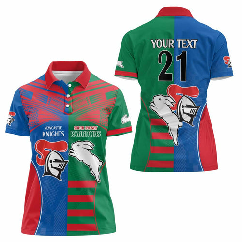 Custom Knights and Rabbitohs Rugby Women Polo Shirt Sporty Style