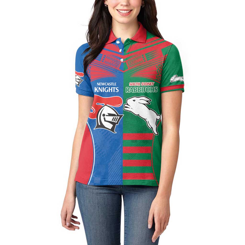 Custom Knights and Rabbitohs Rugby Women Polo Shirt Sporty Style