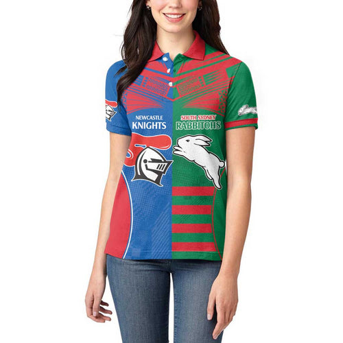 Custom Knights and Rabbitohs Rugby Women Polo Shirt Sporty Style