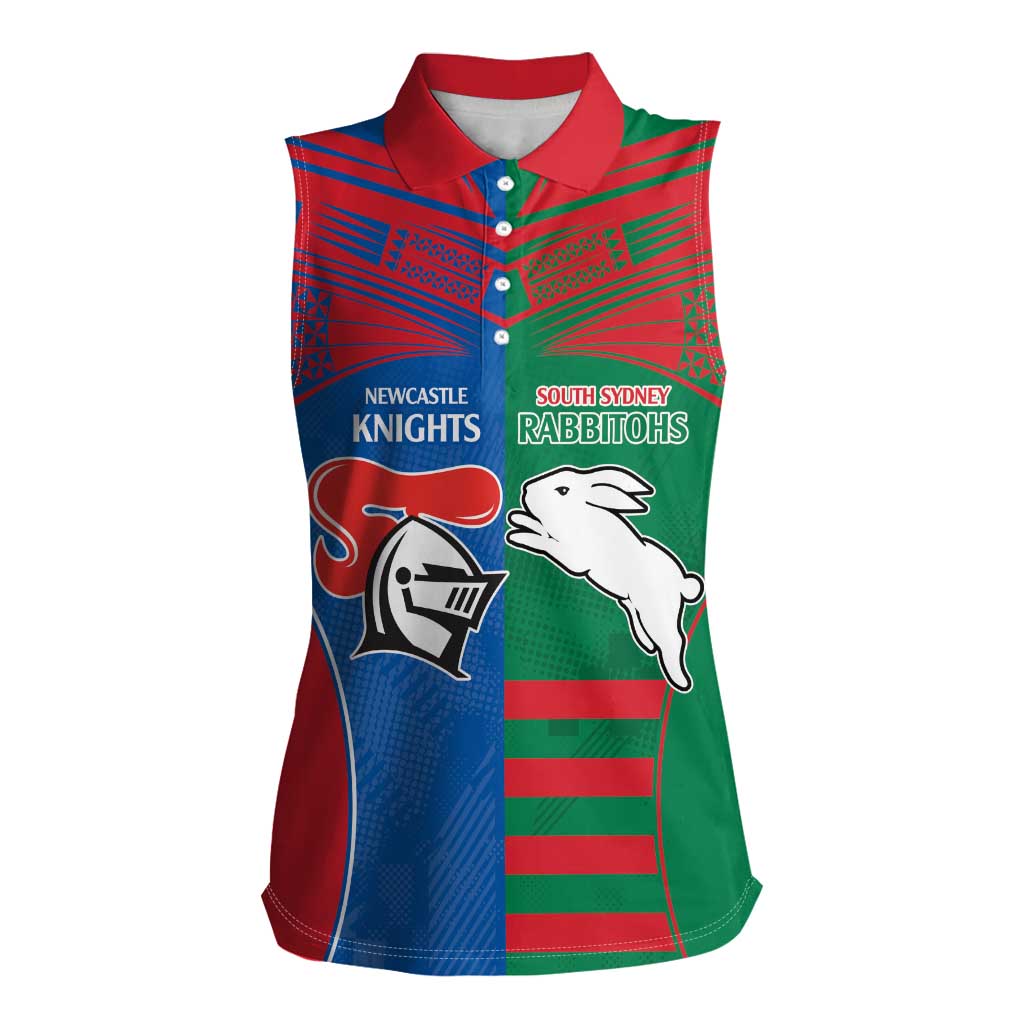 Custom Knights and Rabbitohs Rugby Women Sleeveless Polo Shirt Sporty Style
