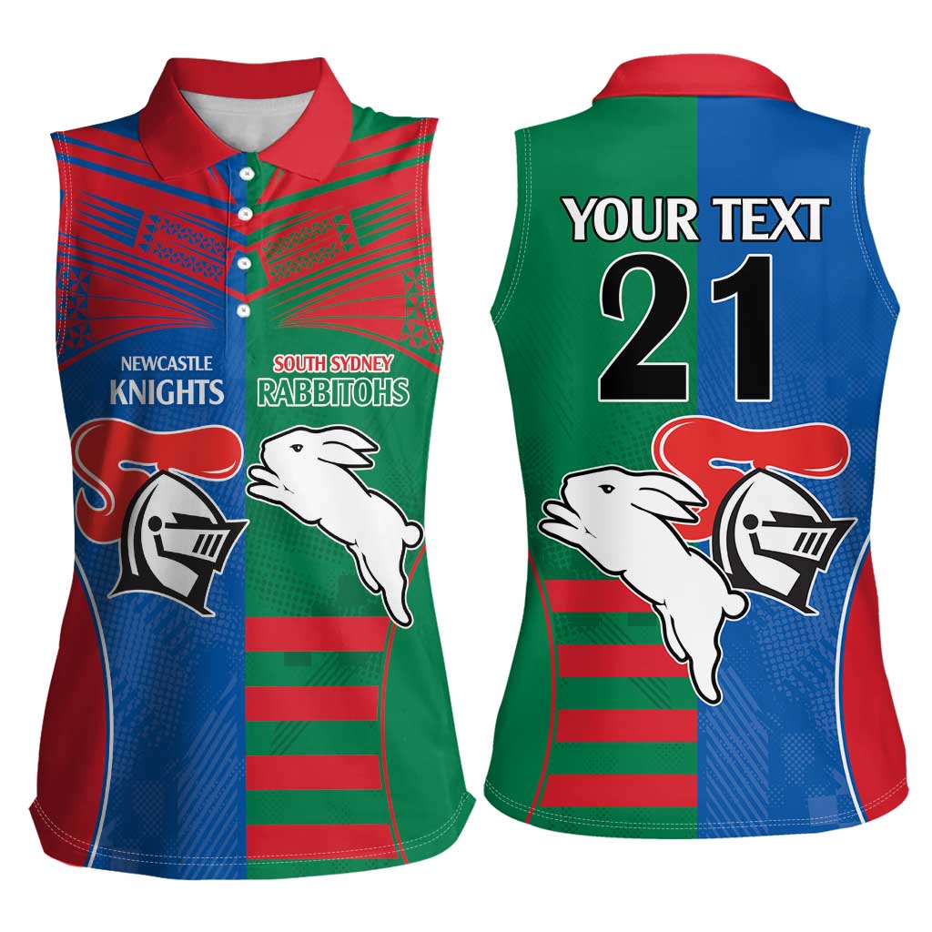 Custom Knights and Rabbitohs Rugby Women Sleeveless Polo Shirt Sporty Style