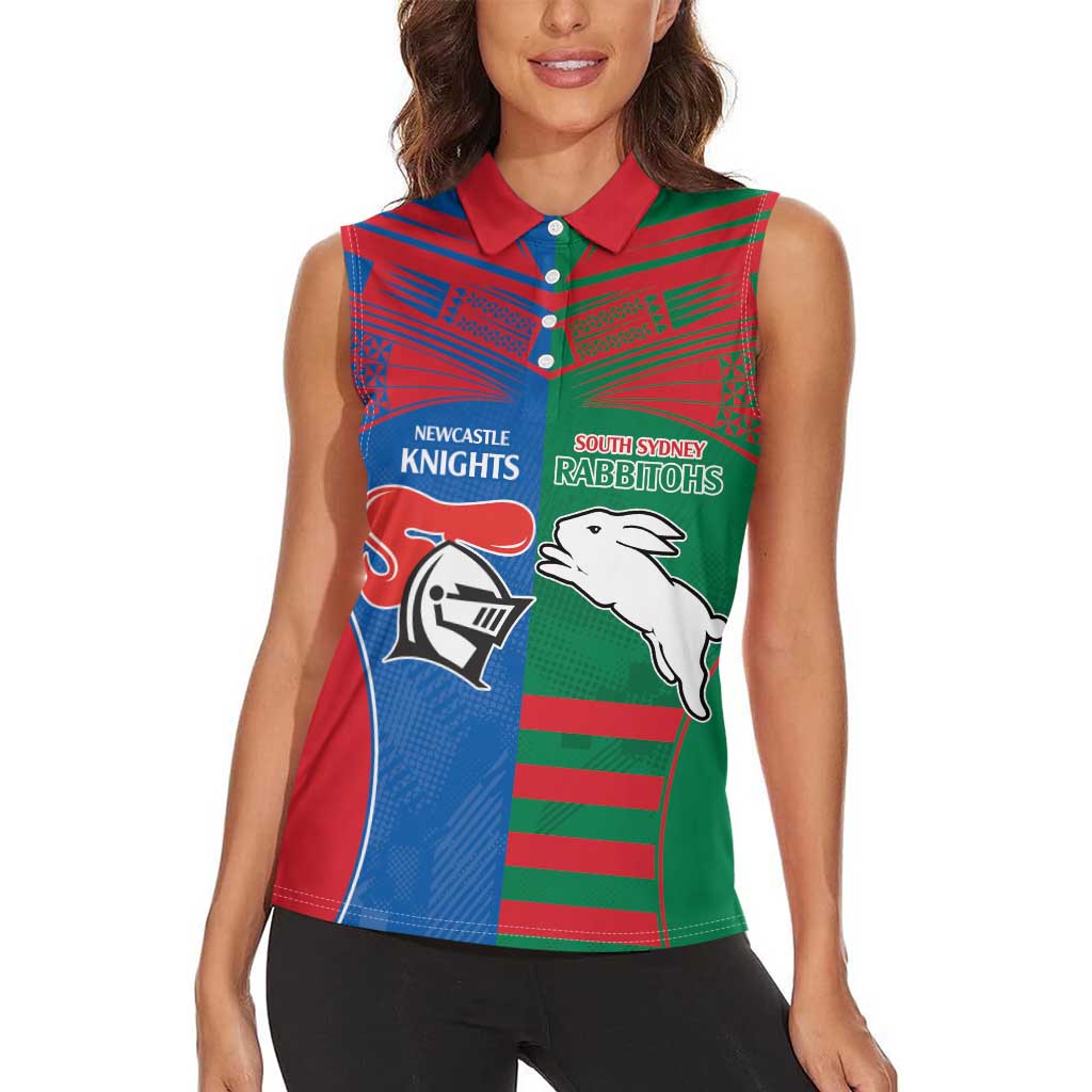 Custom Knights and Rabbitohs Rugby Women Sleeveless Polo Shirt Sporty Style