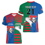Custom Knights and Rabbitohs Rugby Women V-Neck T-Shirt Sporty Style