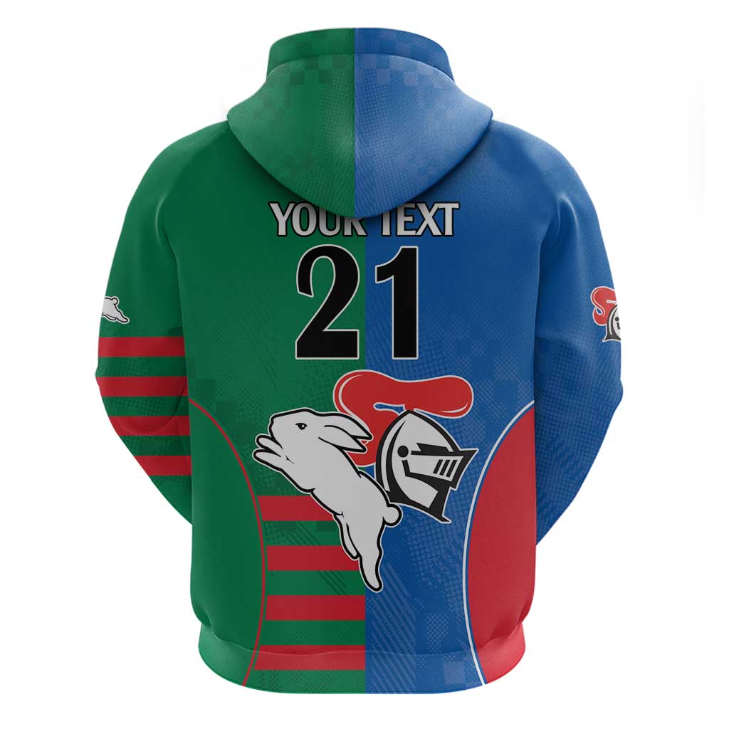 Custom Knights and Rabbitohs Rugby Zip Hoodie Sporty Style