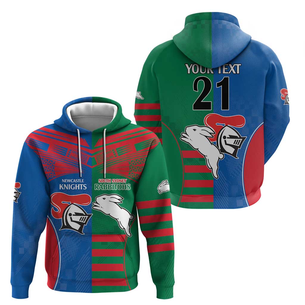 Custom Knights and Rabbitohs Rugby Zip Hoodie Sporty Style