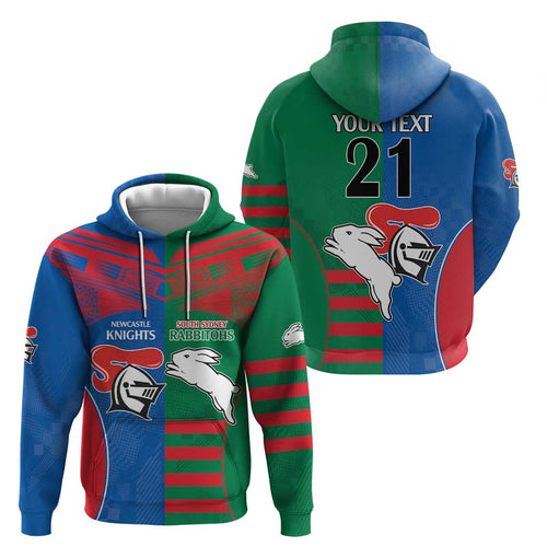 Custom Knights and Rabbitohs Rugby Zip Hoodie Sporty Style