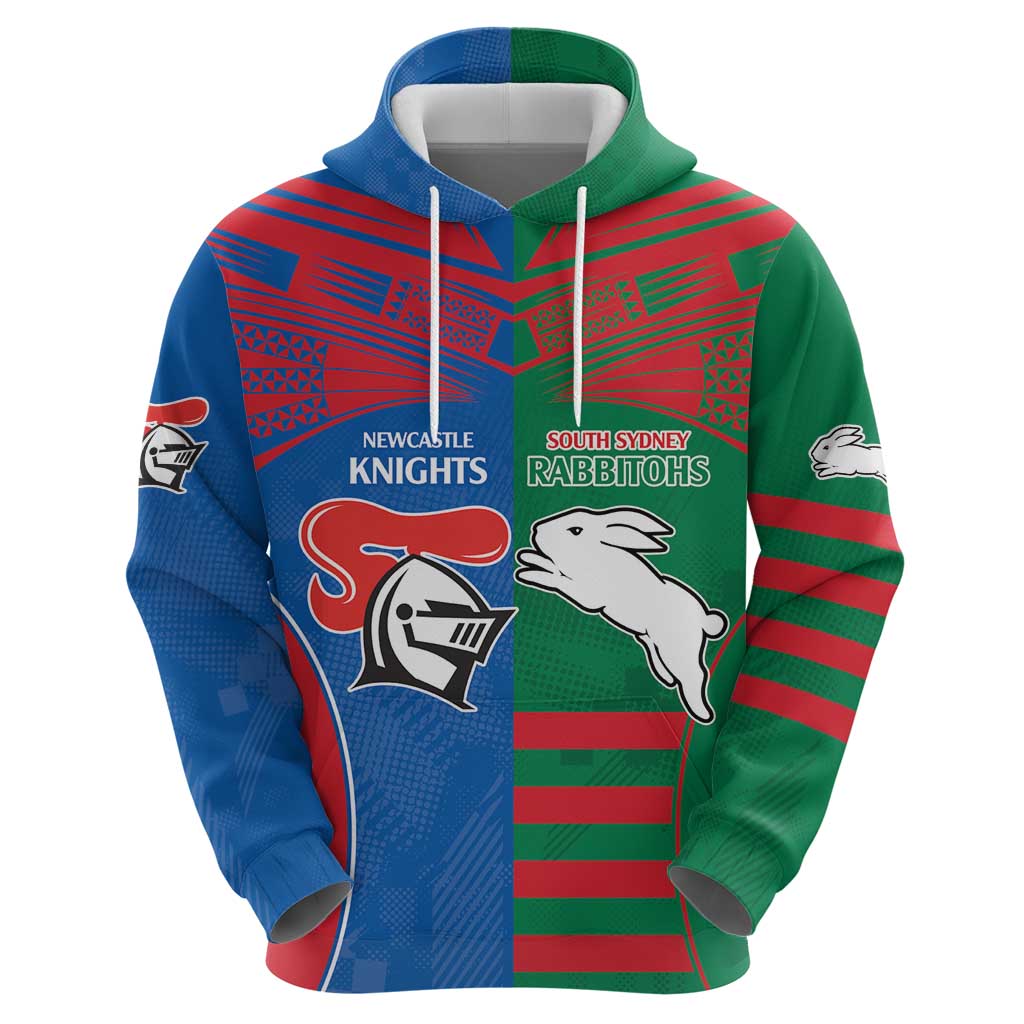 Custom Knights and Rabbitohs Rugby Zip Hoodie Sporty Style