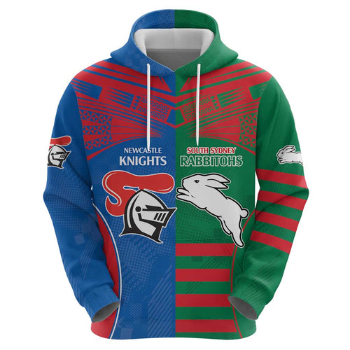 Custom Knights and Rabbitohs Rugby Zip Hoodie Sporty Style