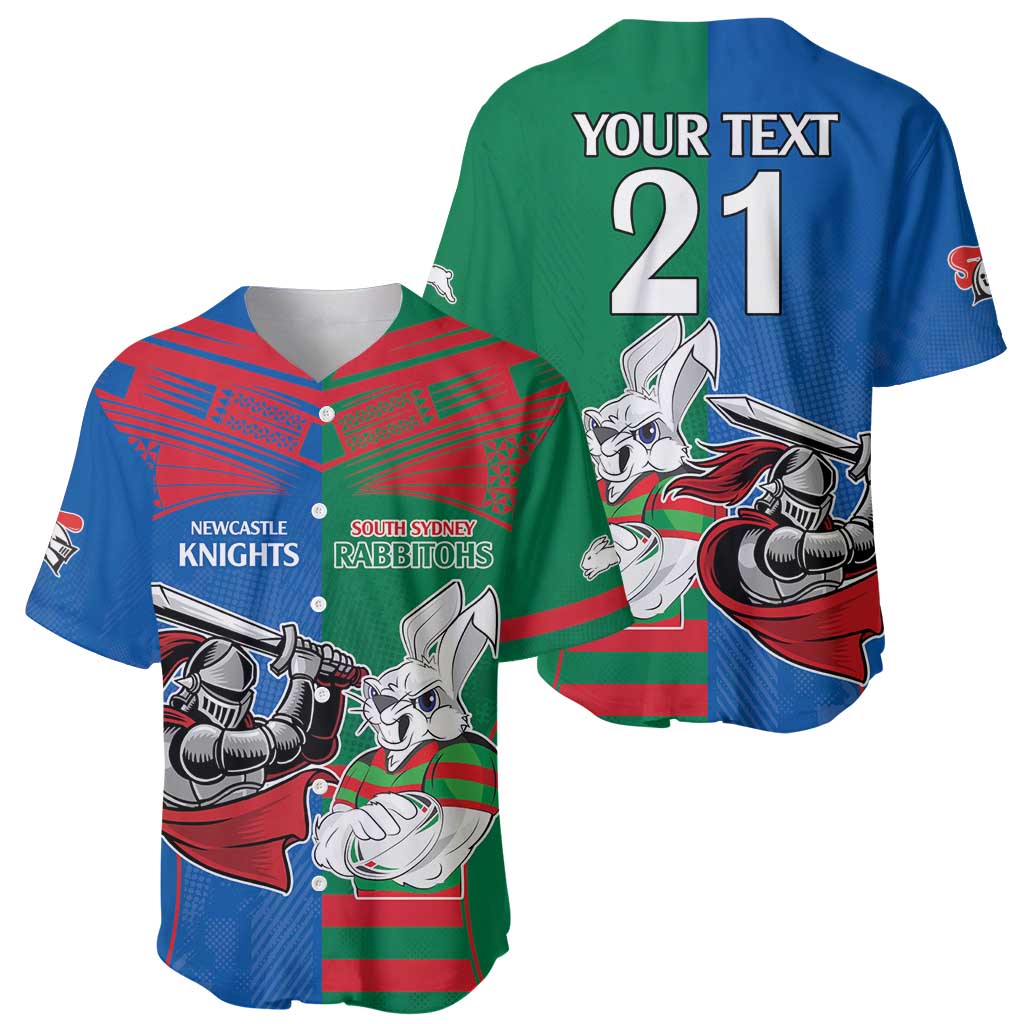 Custom Knights and Rabbitohs Mascot Together Baseball Jersey