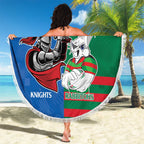 Custom Knights and Rabbitohs Mascot Together Beach Blanket